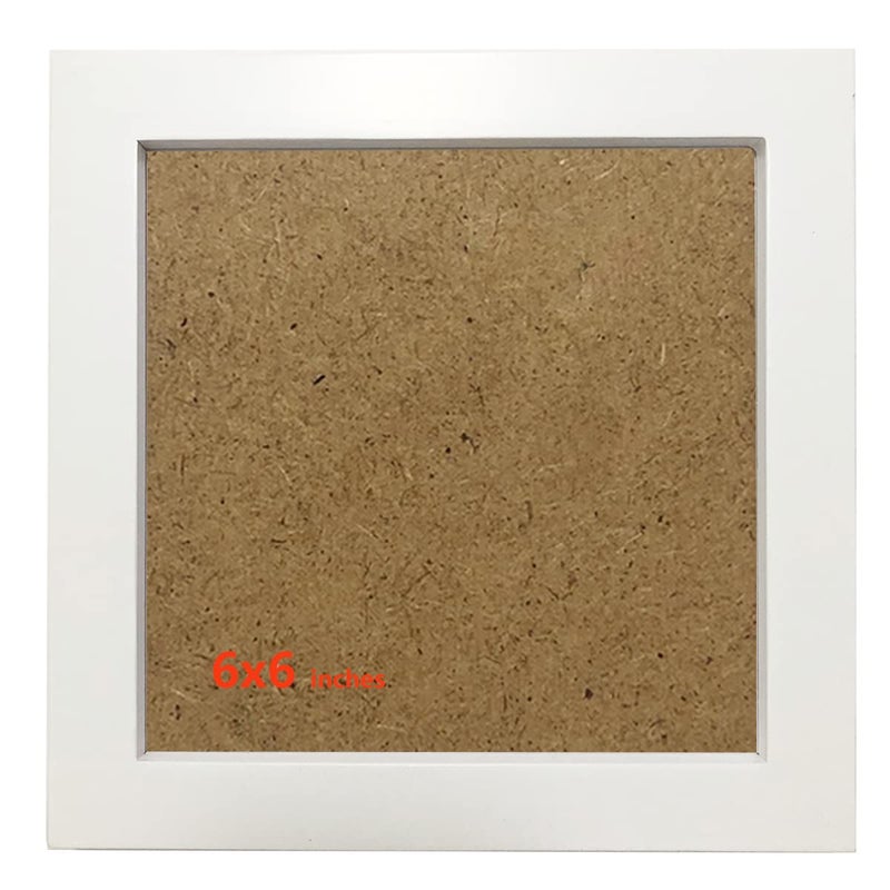 KELE MODEL إطارات صور KELE MODEL مقاس 6x6 إطار خشبي صلب أبيض. الألواح البلاستيكية. يجب إزالة الفيلم الواقي. - Image 3
